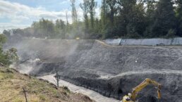 Baustelle nach Hangrutsch auf Linie S6 in Ratingen